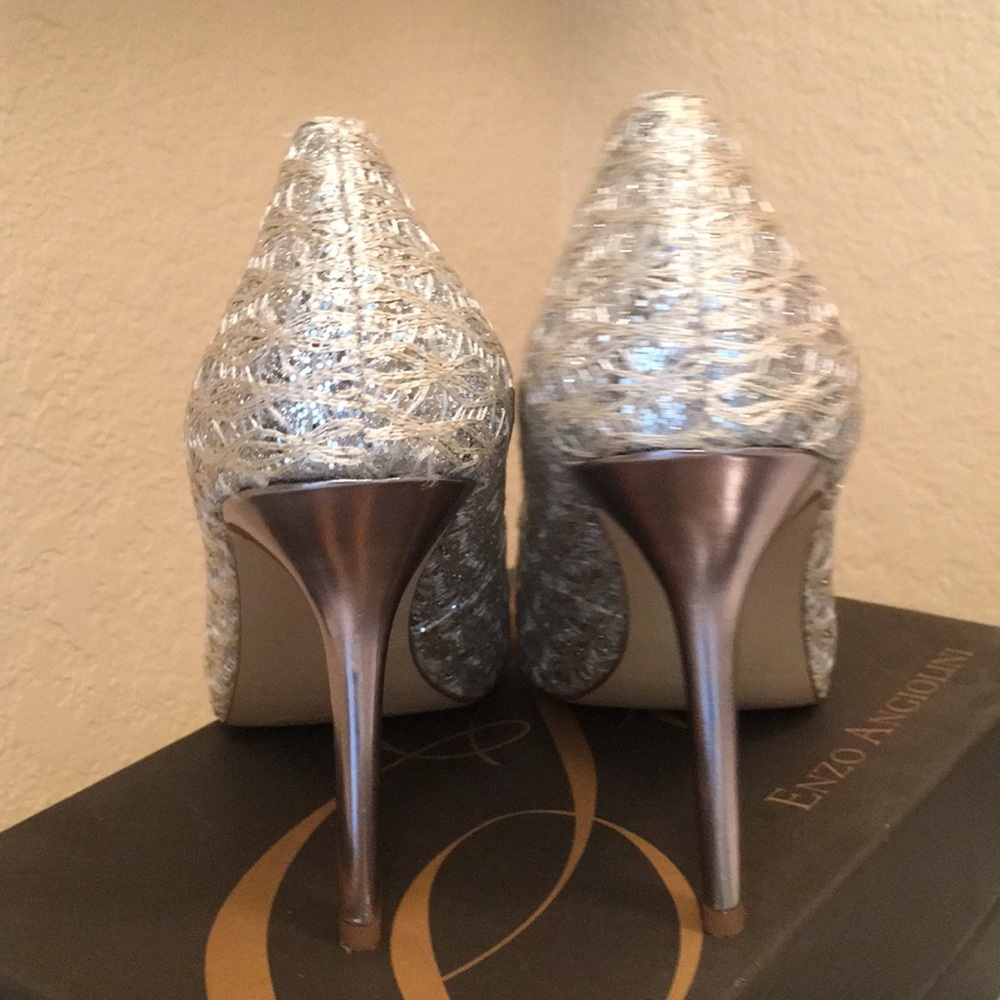 Enzo Angiolini Silver Sparkle Heels - Picture 3 of 6
